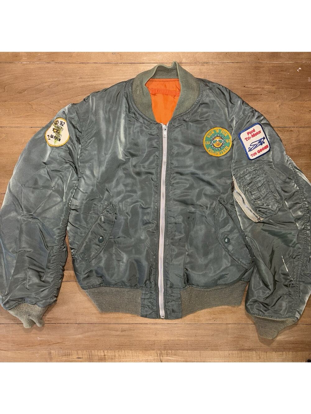 Vintage MA-1 Alpha Industries Style Bomber Jacket USAF 1980s With Patch Military